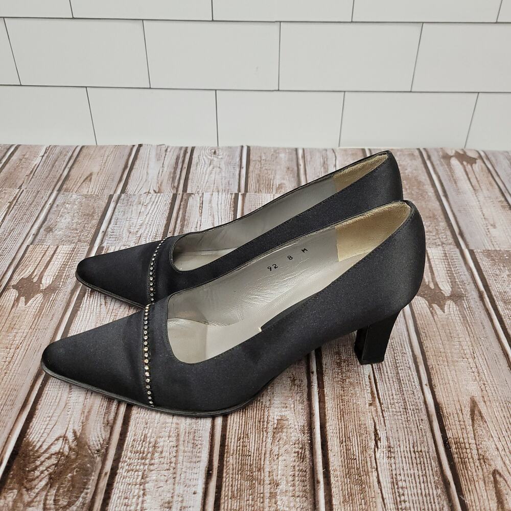 Evan Picone Womens Size 8 Black Suede Pointed Toe Slip On Flats